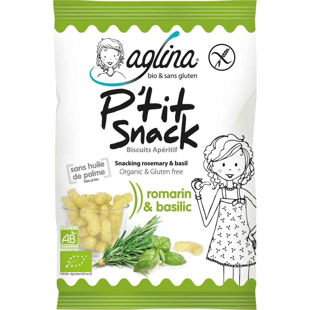 AGLINA Aglina sans gluten ptit snack romarin basilic bio 45g
