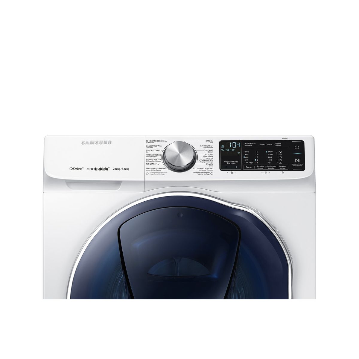 SAMSUNG Lave linge séchant hublot WD91N642OOW ADD WASH, Eco bubble, 9 Kg Lavage, 5 Kg Séchage, 1400 T/min