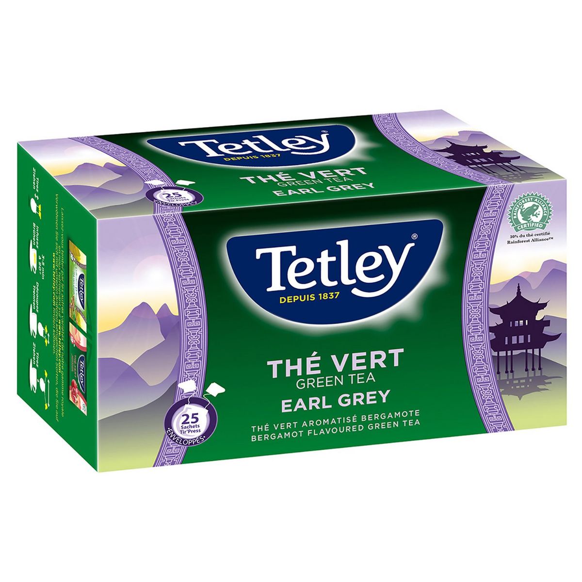 TETLEY Thé vert earl grey 25 sachets 44g