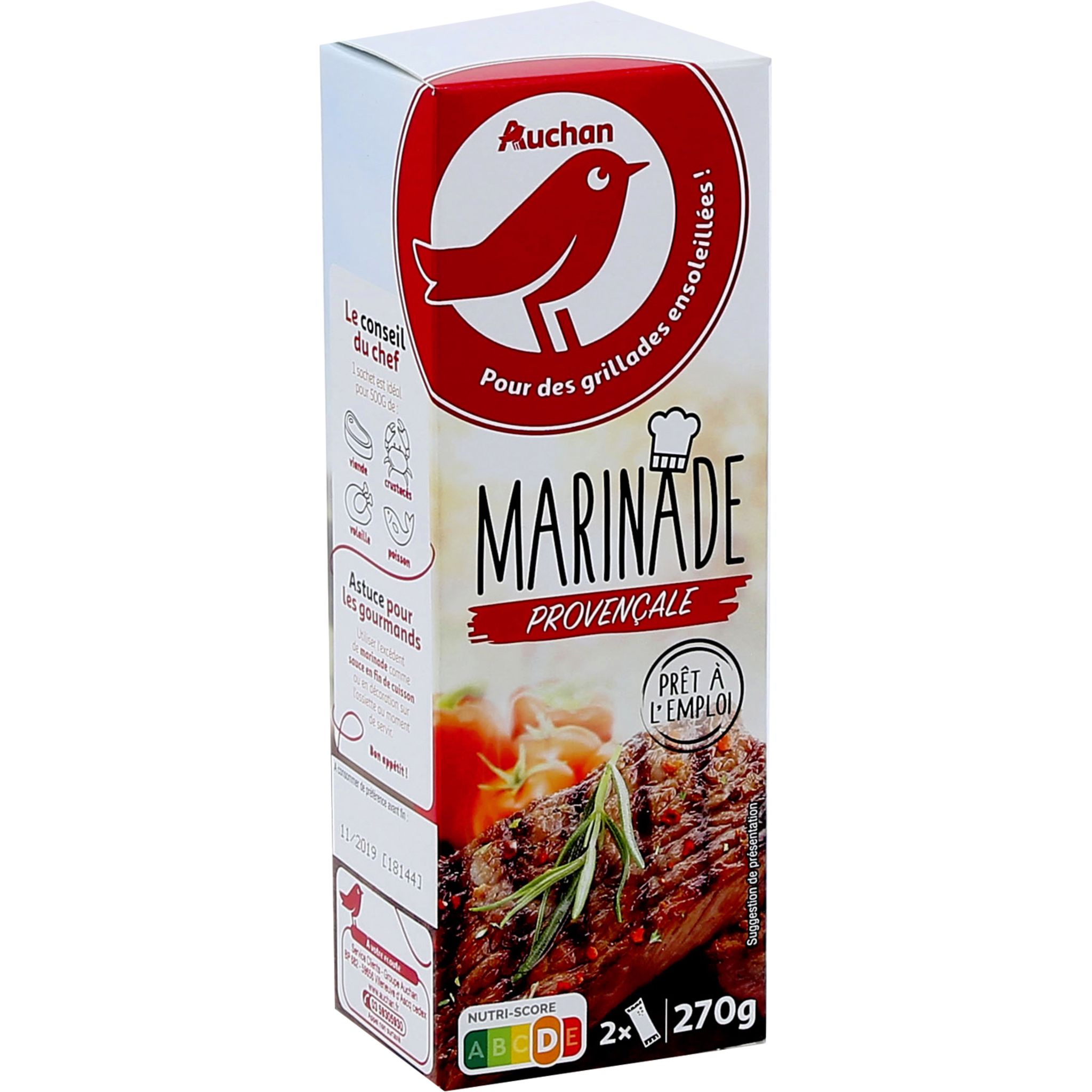AUCHAN Marinade provençale prêt à l'emploi 2 sachets 270g