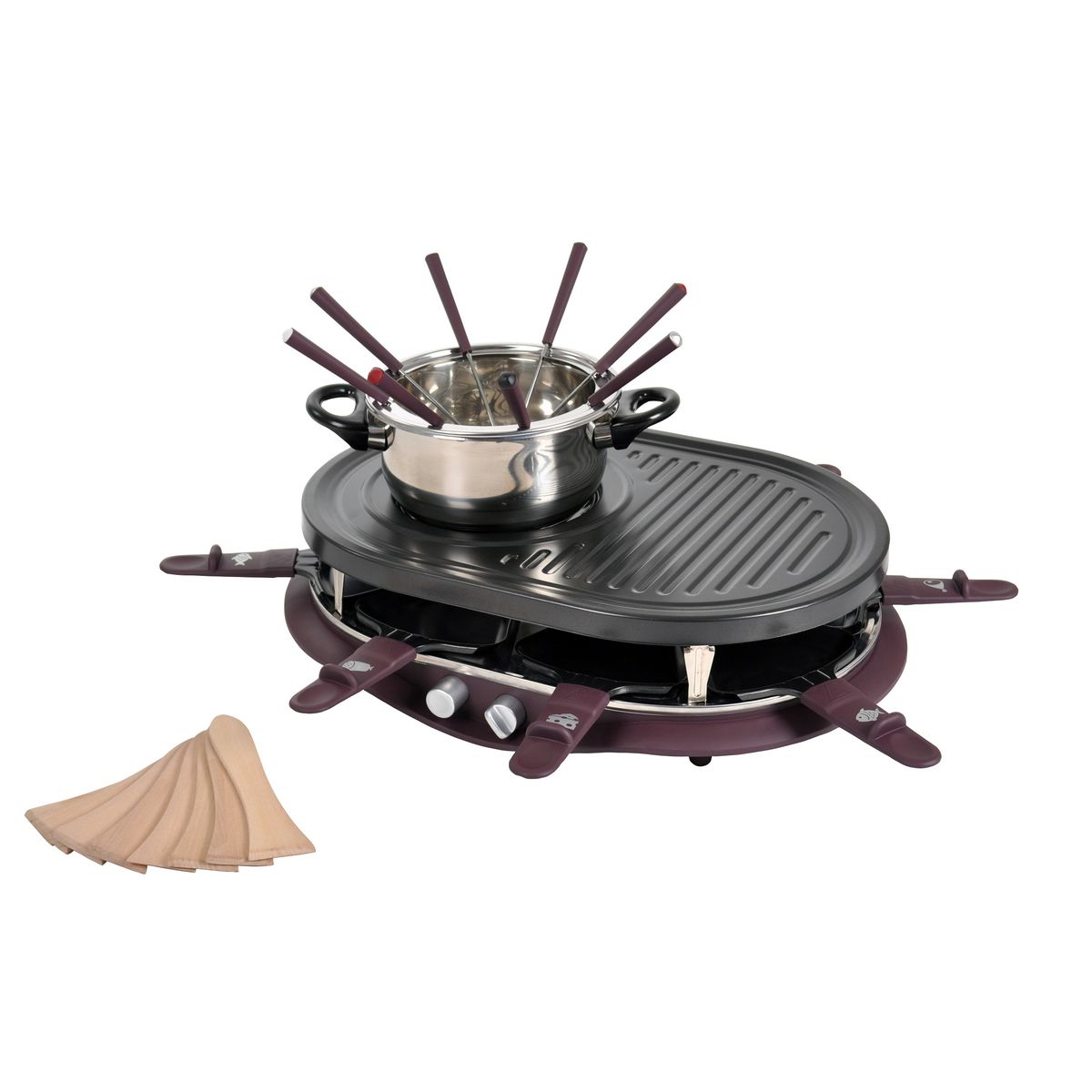 TEAM KALORIK Raclette gril fondue TKG RAC 1009 FO CS, 8 personnes