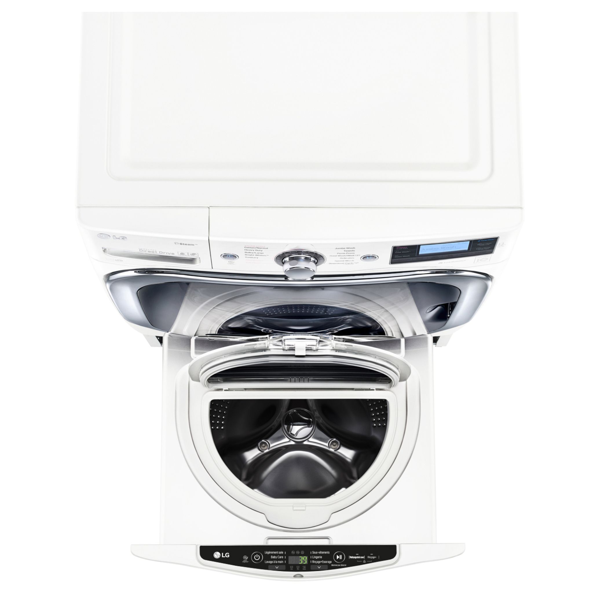 Voir la diapositive 4 : LG Mini Lave-linge Twin Wash Mini FM37E1WH, 3.5 Kg, 700 T/min, 6 programmes, Blanc