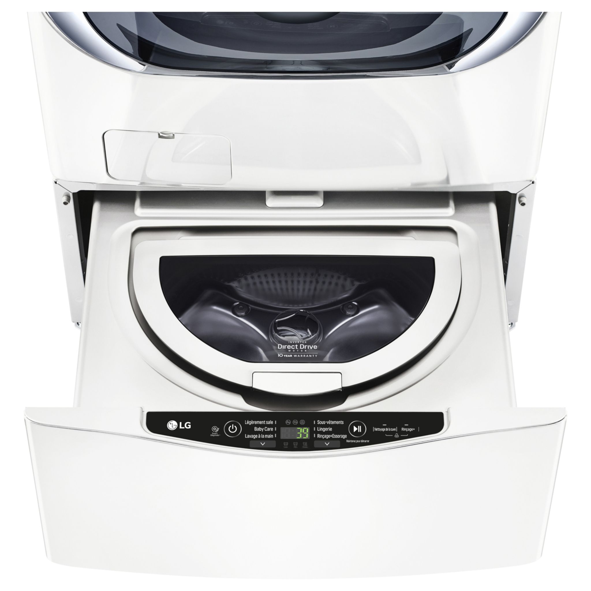 Voir la diapositive 5 : LG Mini Lave-linge Twin Wash Mini FM37E1WH, 3.5 Kg, 700 T/min, 6 programmes, Blanc