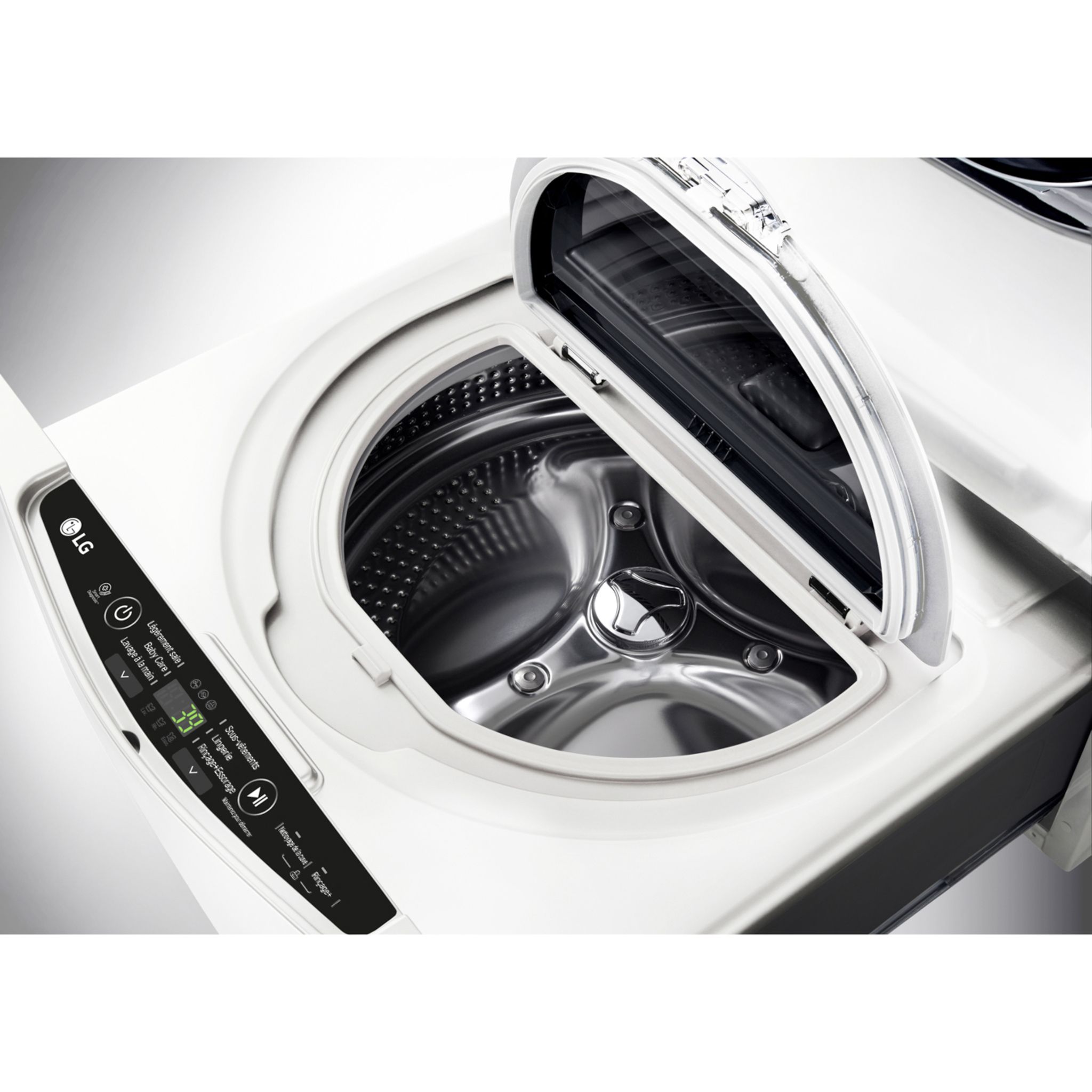 Voir la diapositive 11 : LG Mini Lave-linge Twin Wash Mini FM37E1WH, 3.5 Kg, 700 T/min, 6 programmes, Blanc