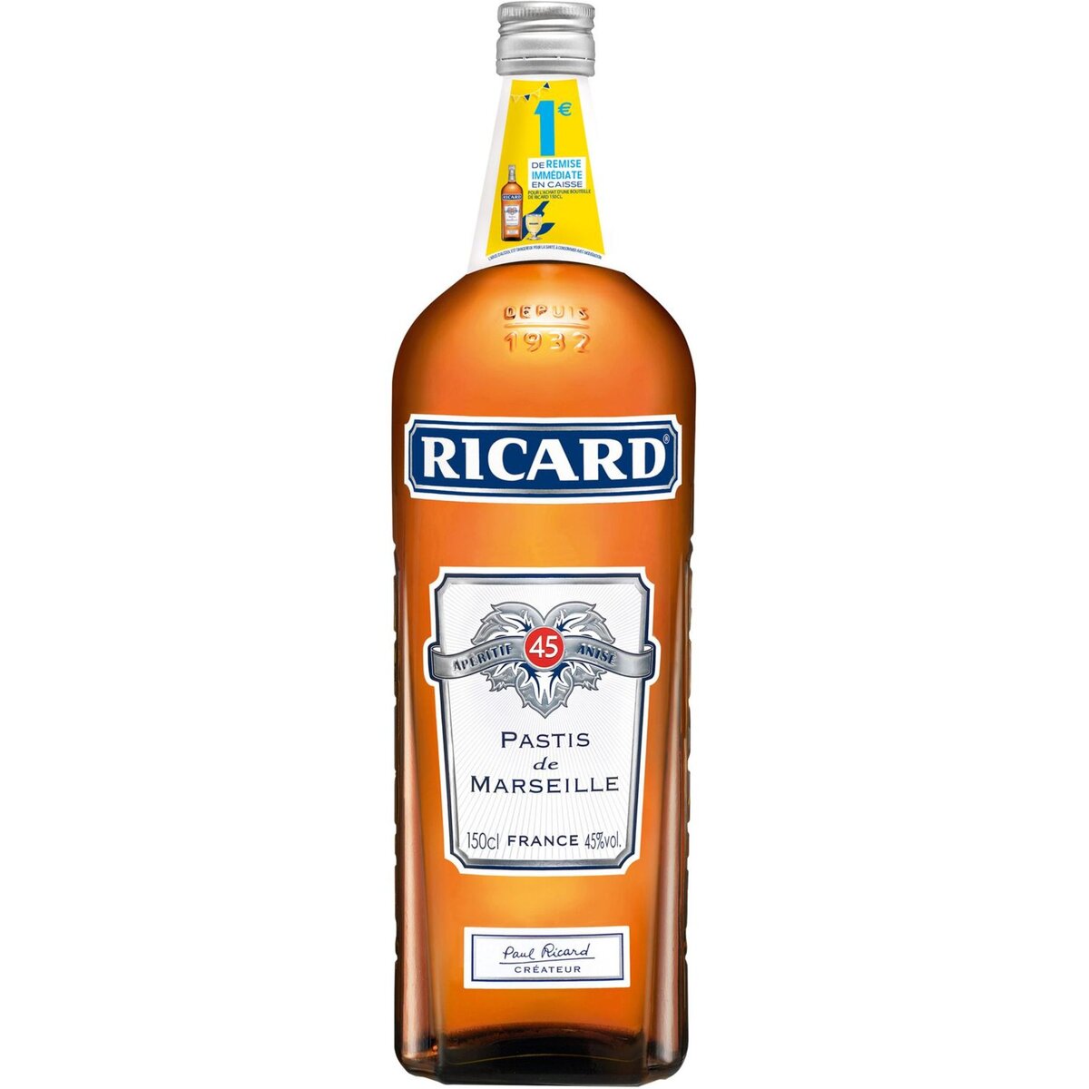 RICARD Ricard pastis 45° -150cl + BRI 1 euro