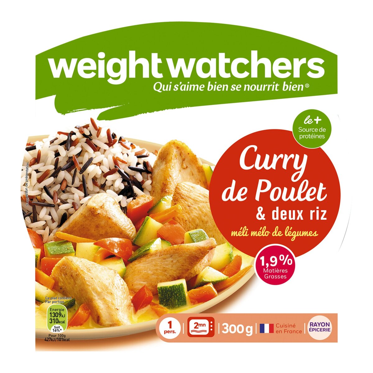 WEIGHT WATCHERS Weight Watchers poulet curry riz légumes micro