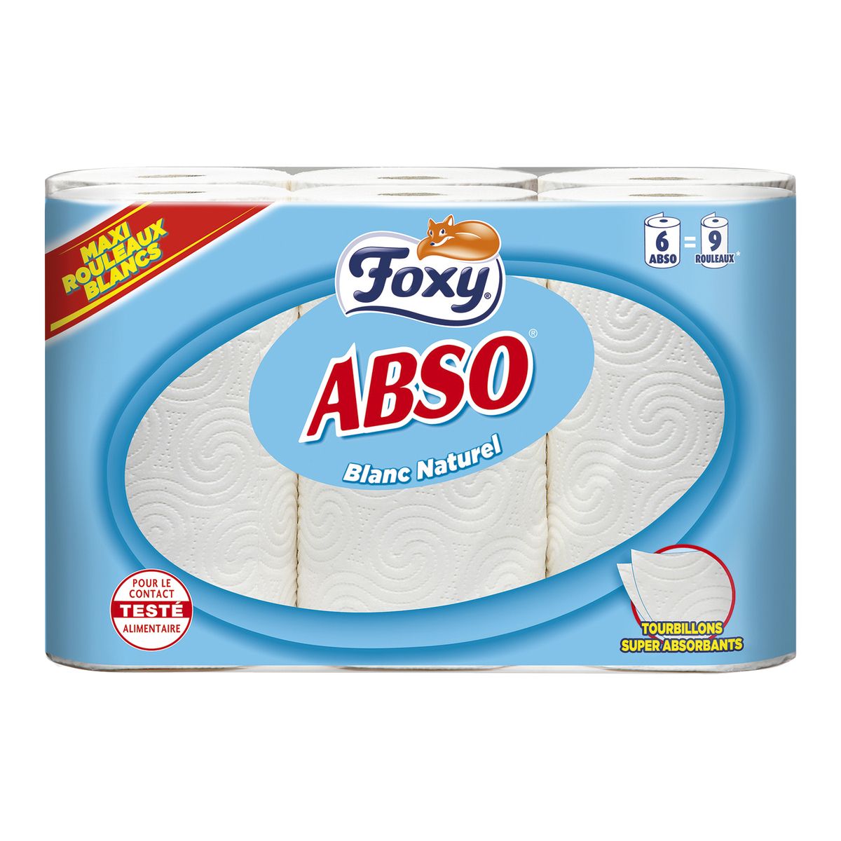 FOXY Essuie-tout blanc maxi rouleaux = 9 standards 6 rouleaux