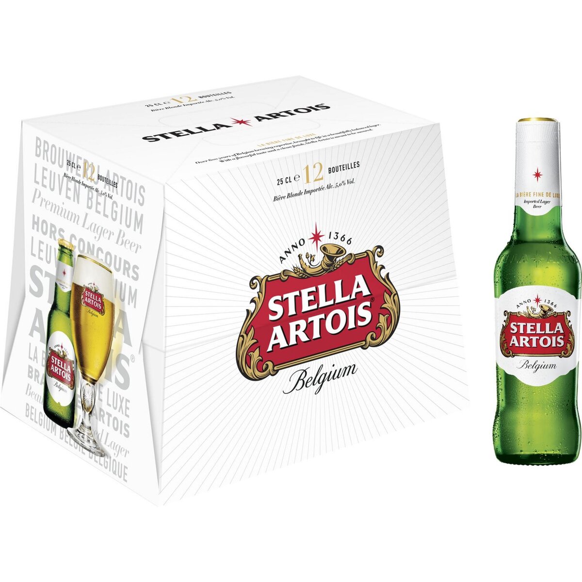 STELLA ARTOIS Bière blonde 5,2% bouteilles 12x25cl