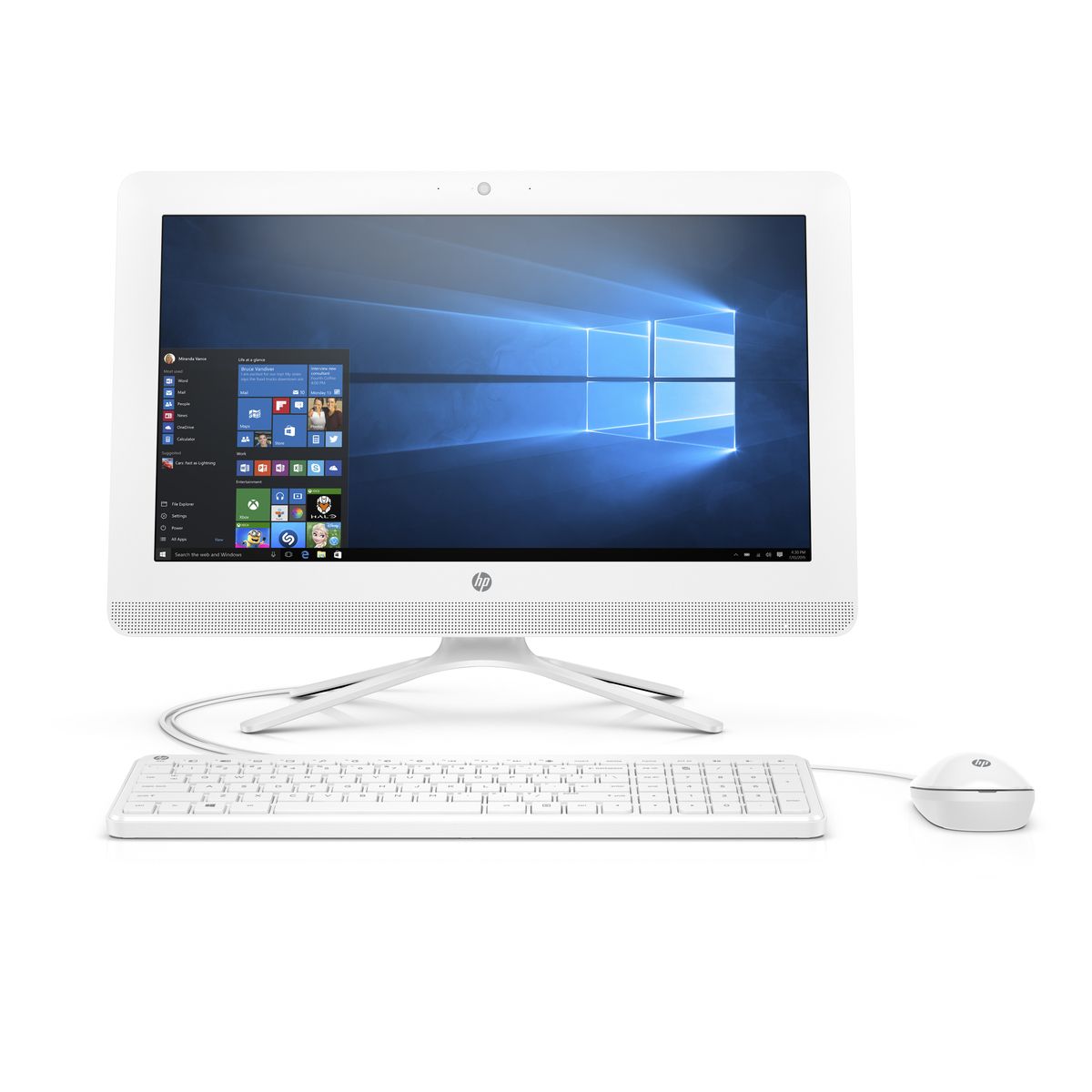 HP Ordinateur de bureau All in One PC 20-c402nf - APU AMD E2-9000 1.8 GHz - 500 Go - 19.5 pouces - Blanc