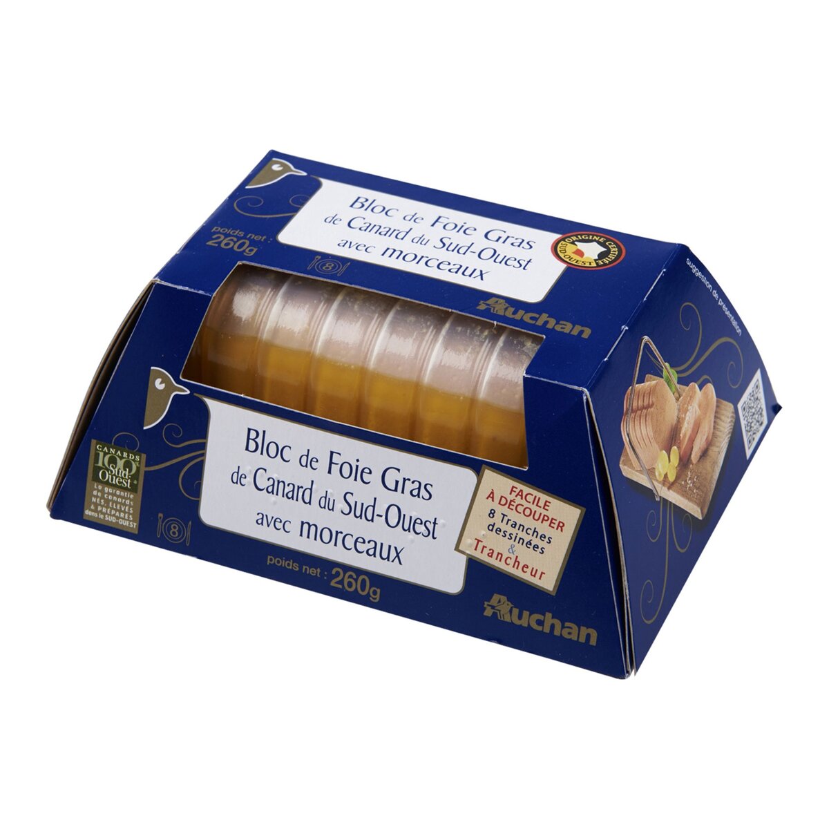 AUCHAN Auchan bloc de foie gras de canard +lyre 260g