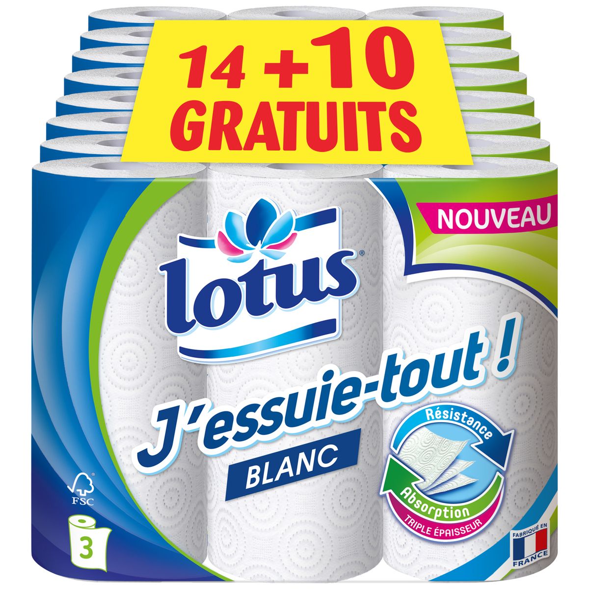 LOTUS Lotus essuie tout blanc x14 +10 offerts