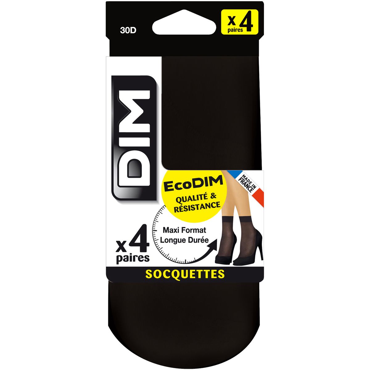 DIM Dim Socquettes ecodim femme noires 30D taille 35/41 x4 4 pièces