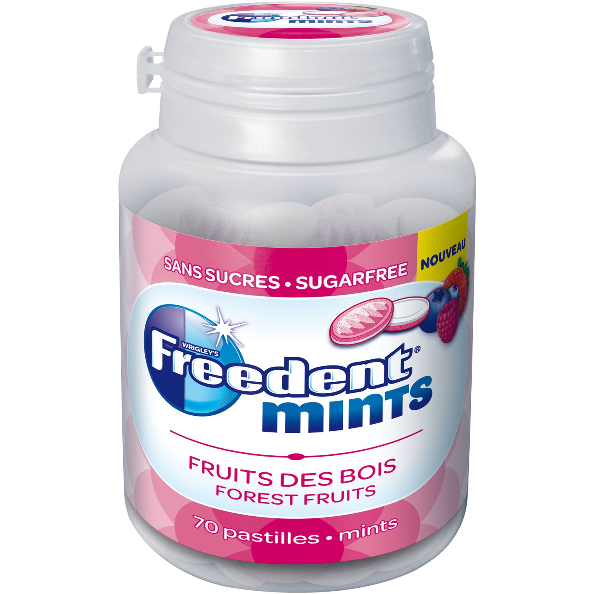 FREEDENT Freedent mints fruits des bois 70 dragées boîte -77g