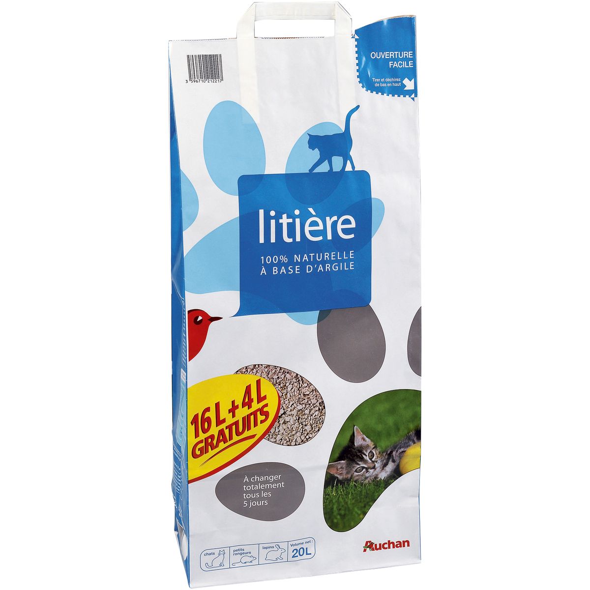 AUCHAN Auchan litière 16l +4l offert