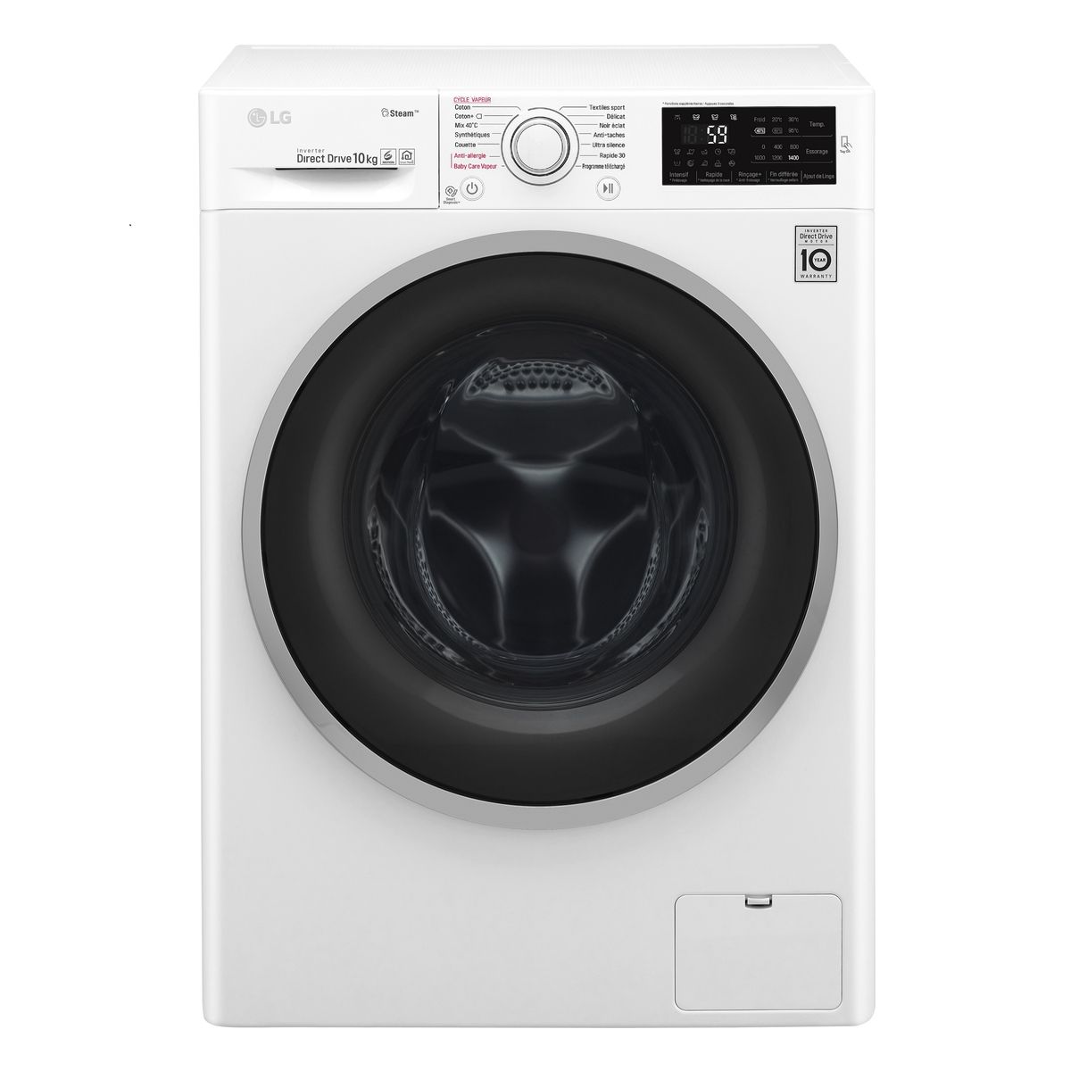LG Lave-linge Hublot F14J62WHS, 10 Kg, 1400 T/min