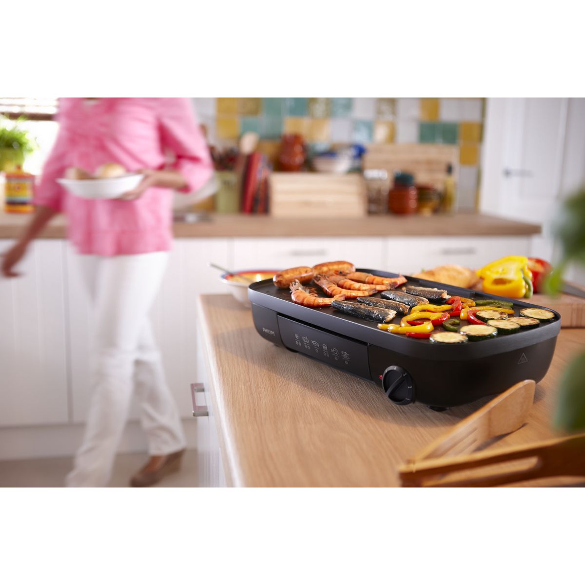PHILIPS Plaque Révérsible Plancha + Gril HD6321/20