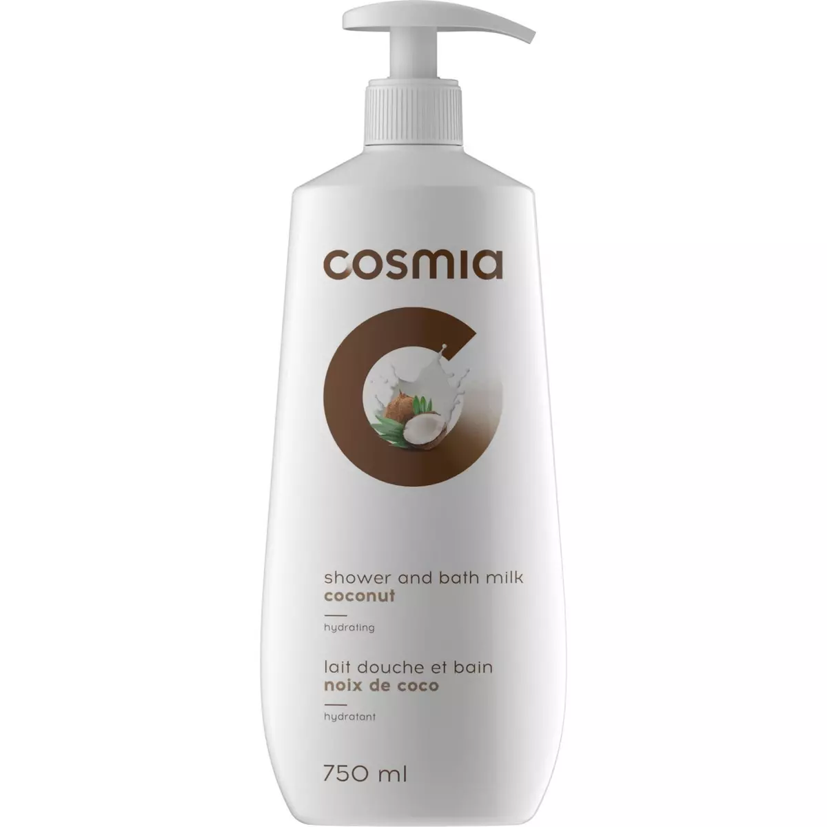 COSMIA Lait de douche et bain hydratant à la noix de coco 750ml