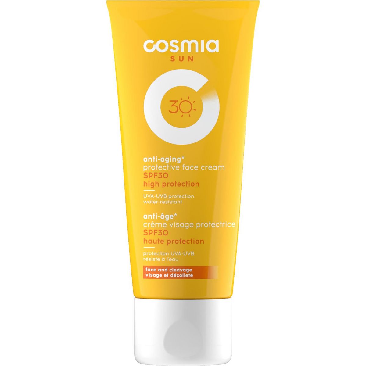 COSMIA Sun crème solaire visage résiste à l'eau haute protection SPF30 50ml