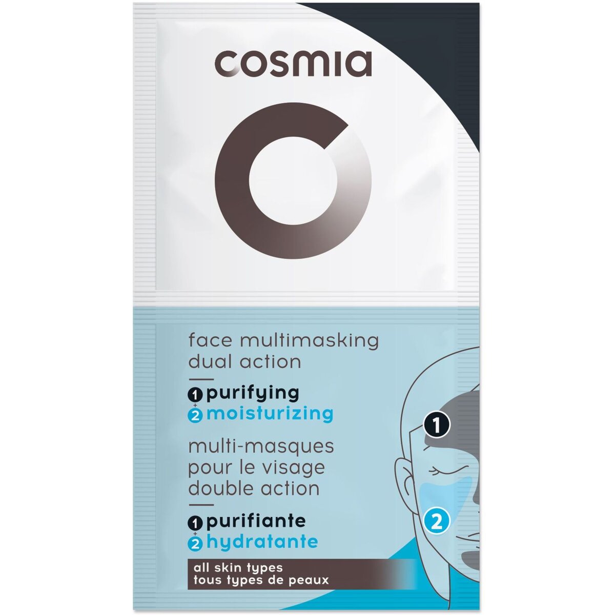 COSMIA Multi-masques visage purifiant hydratant tous types de peaux 2x5ml