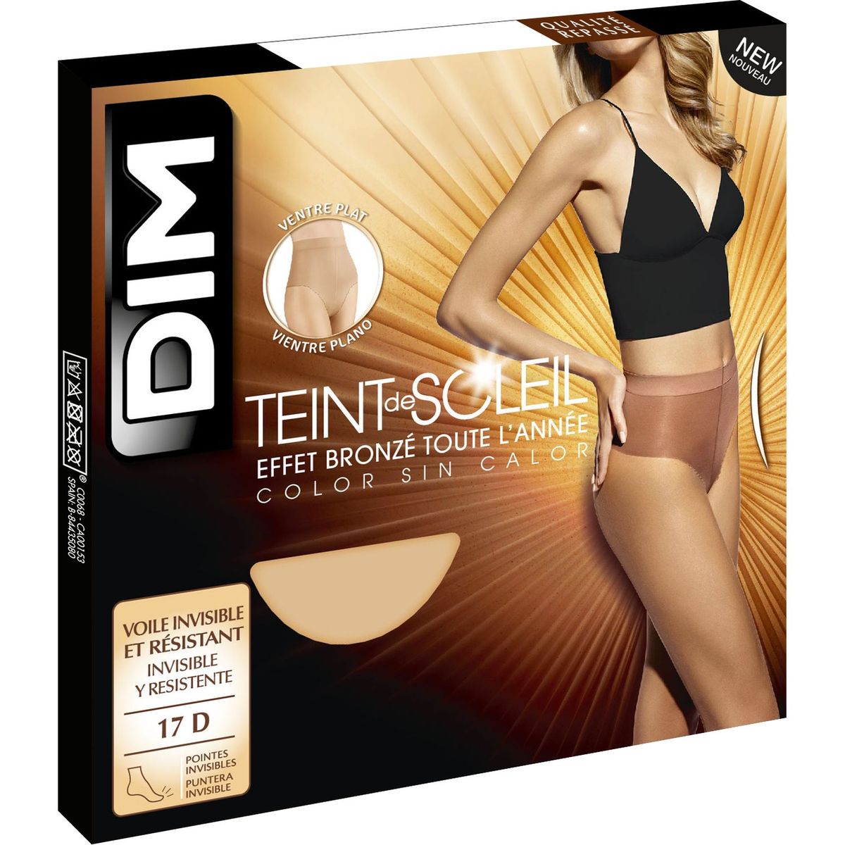 DIM Dim Collant teint de soleil ventre plat clair 17D taille 4 x1 1 paire