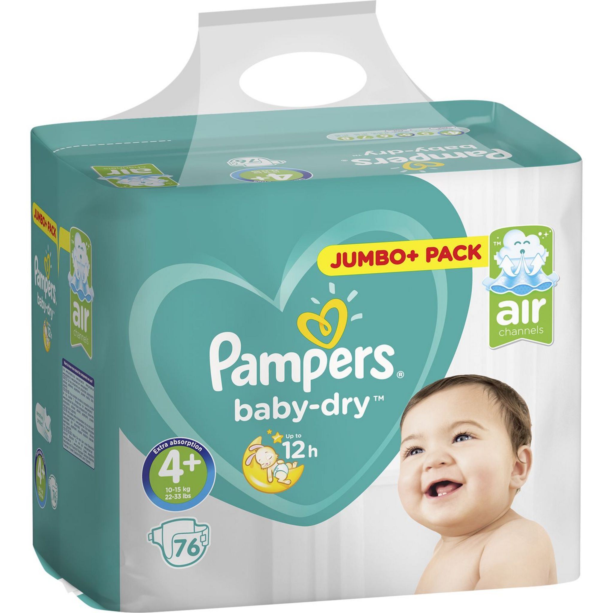 Voir la diapositive 2 : PAMPERS Pampers Baby-dry couches taille 4+ (10-15kg) x76 76 couches