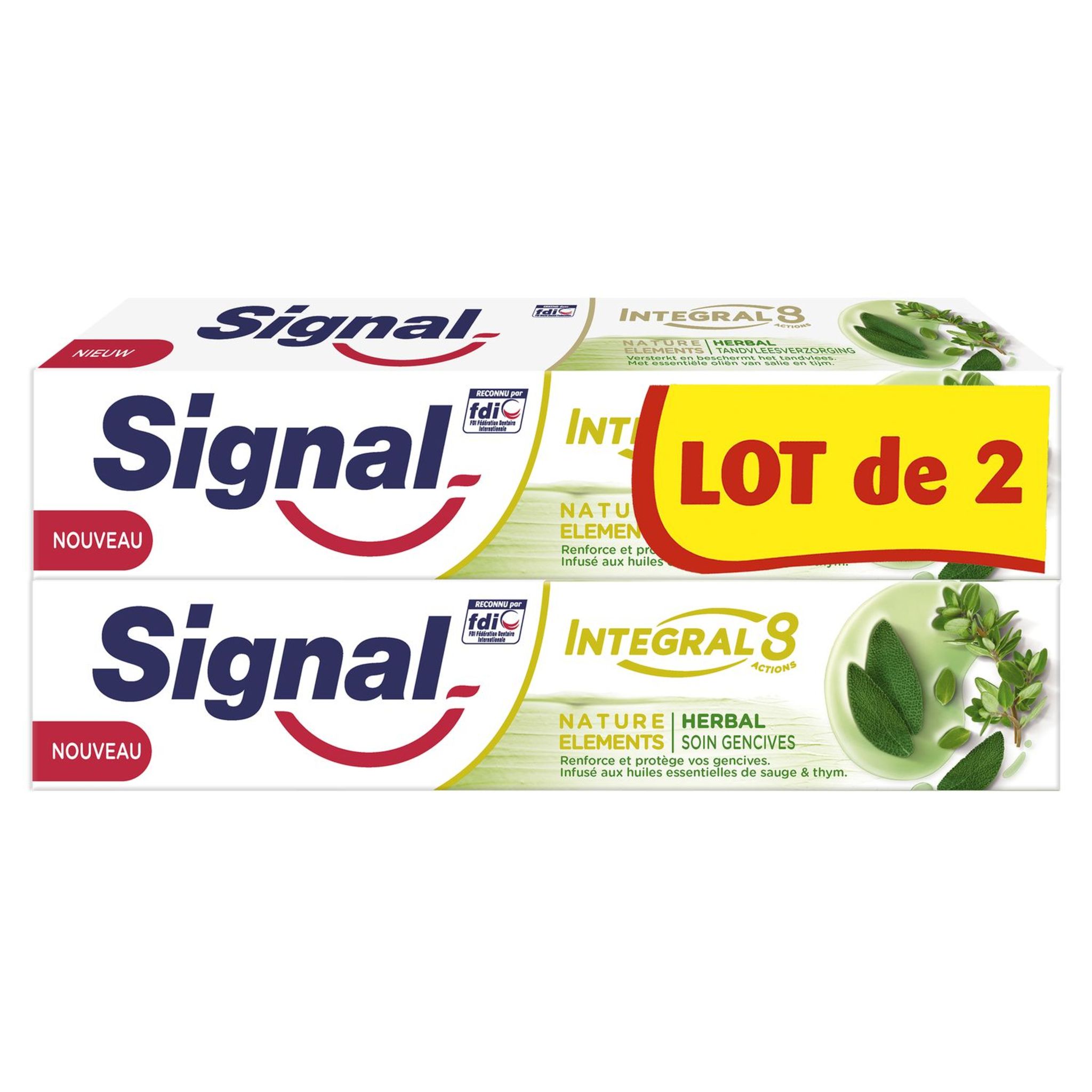 SIGNAL Signal dentifrice integral 8 nature herbal 2x75ml pas cher ...