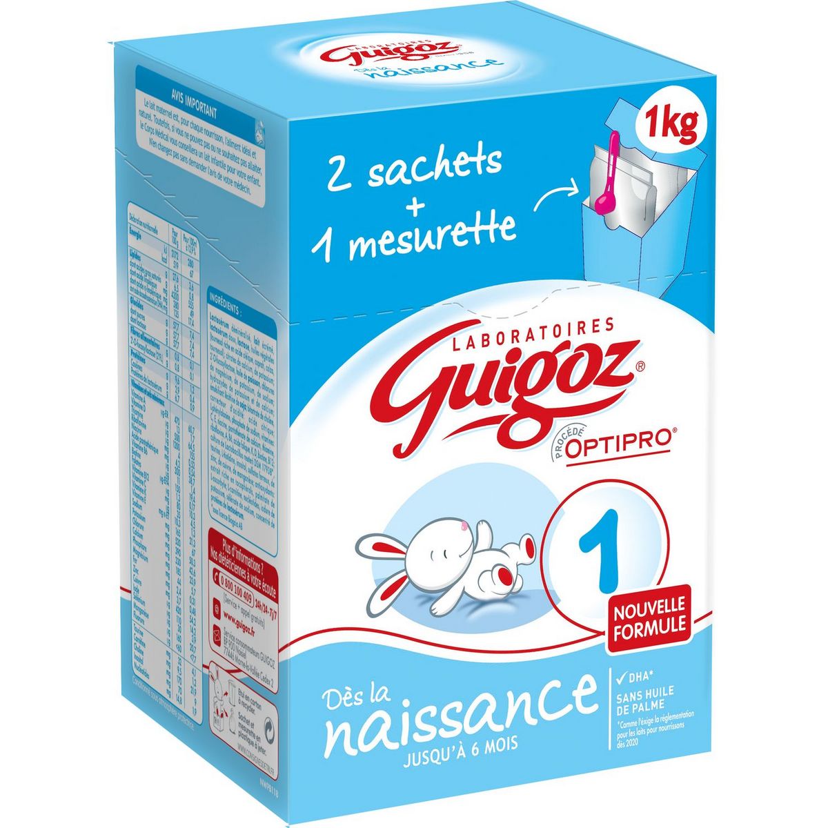 GUIGOZ Optipro 1 sachet lait 1er âge en poudre de la naissance à 6 mois 1kg
