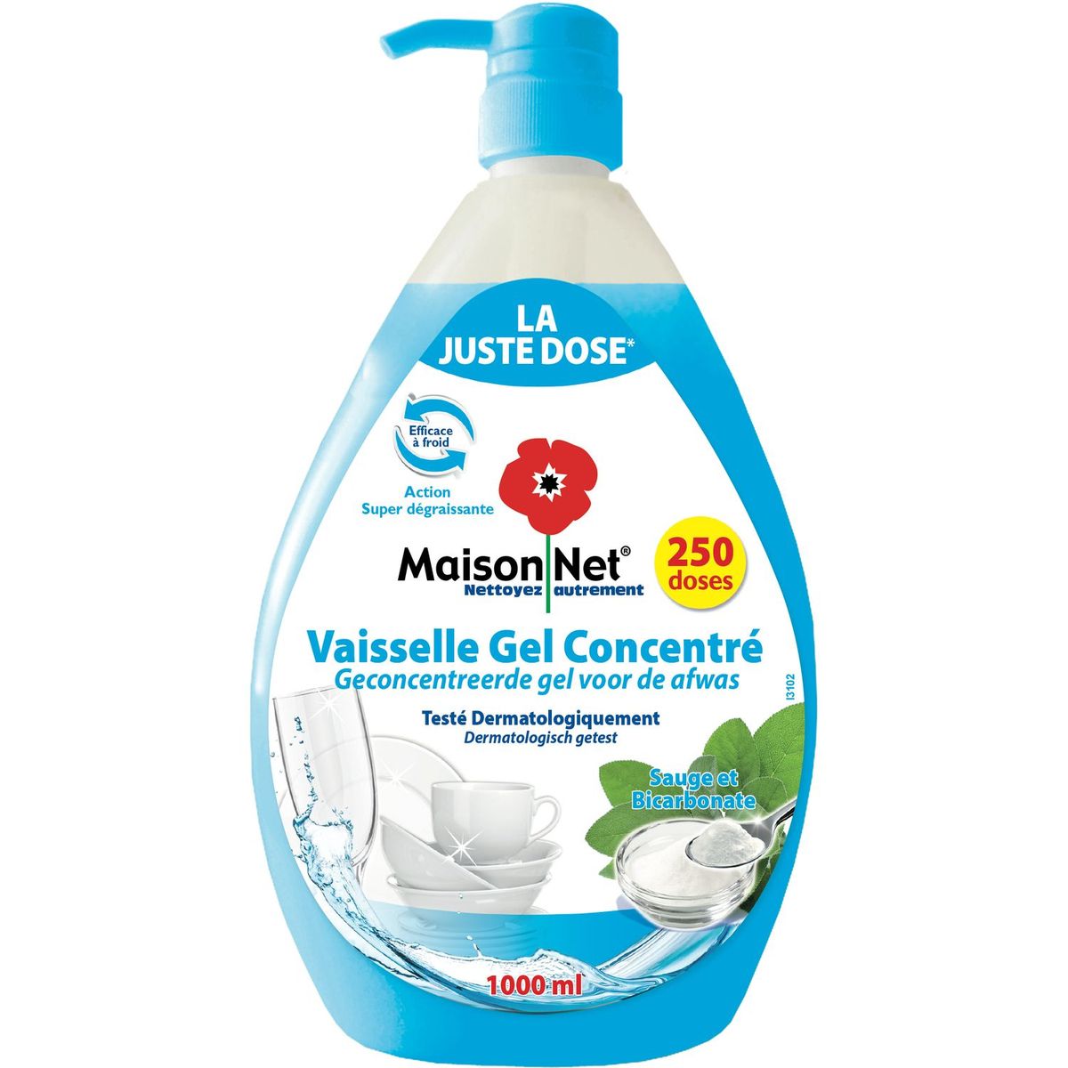 Maison Net vaisselle bicarbonate sauge gel concentré 1l