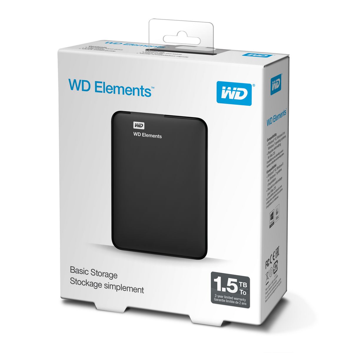 WESTERN DIGITAL Disque dur externe - WD Elements portable WDBU6Y0015BBK - Noir - USB 3.0 - 1.5 To