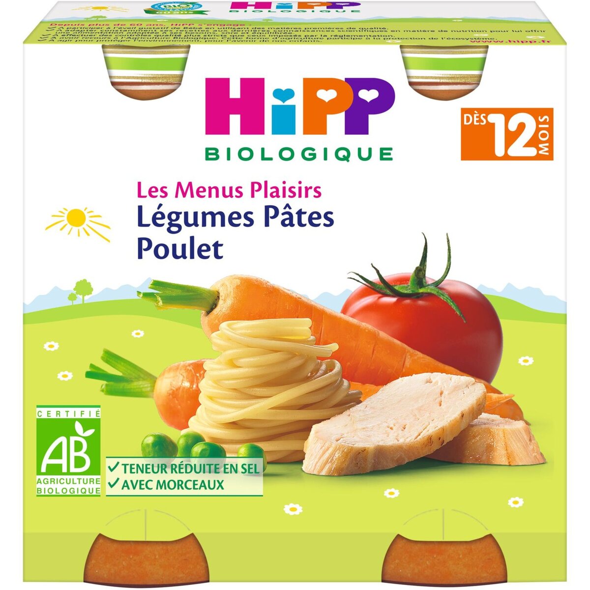 HIPP Hipp bio légumes pates et poulet 2x250g dès 12 mois
