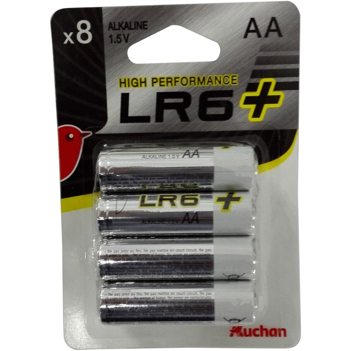 AUCHAN Auchan Piles AA/LR06+ alcalines 1.5v high performance x8 8 pièces