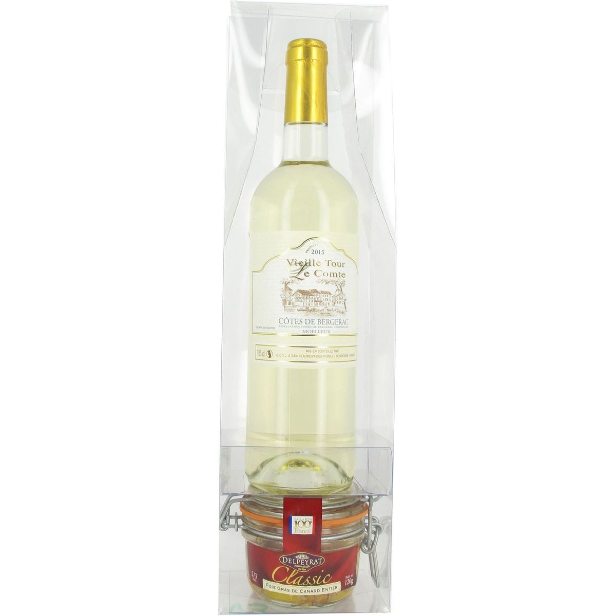 DELPEYRAT Foie gras de canard entier IGP et vin blanc moelleux Côtes de Bergerac 2 produits 1,68kg