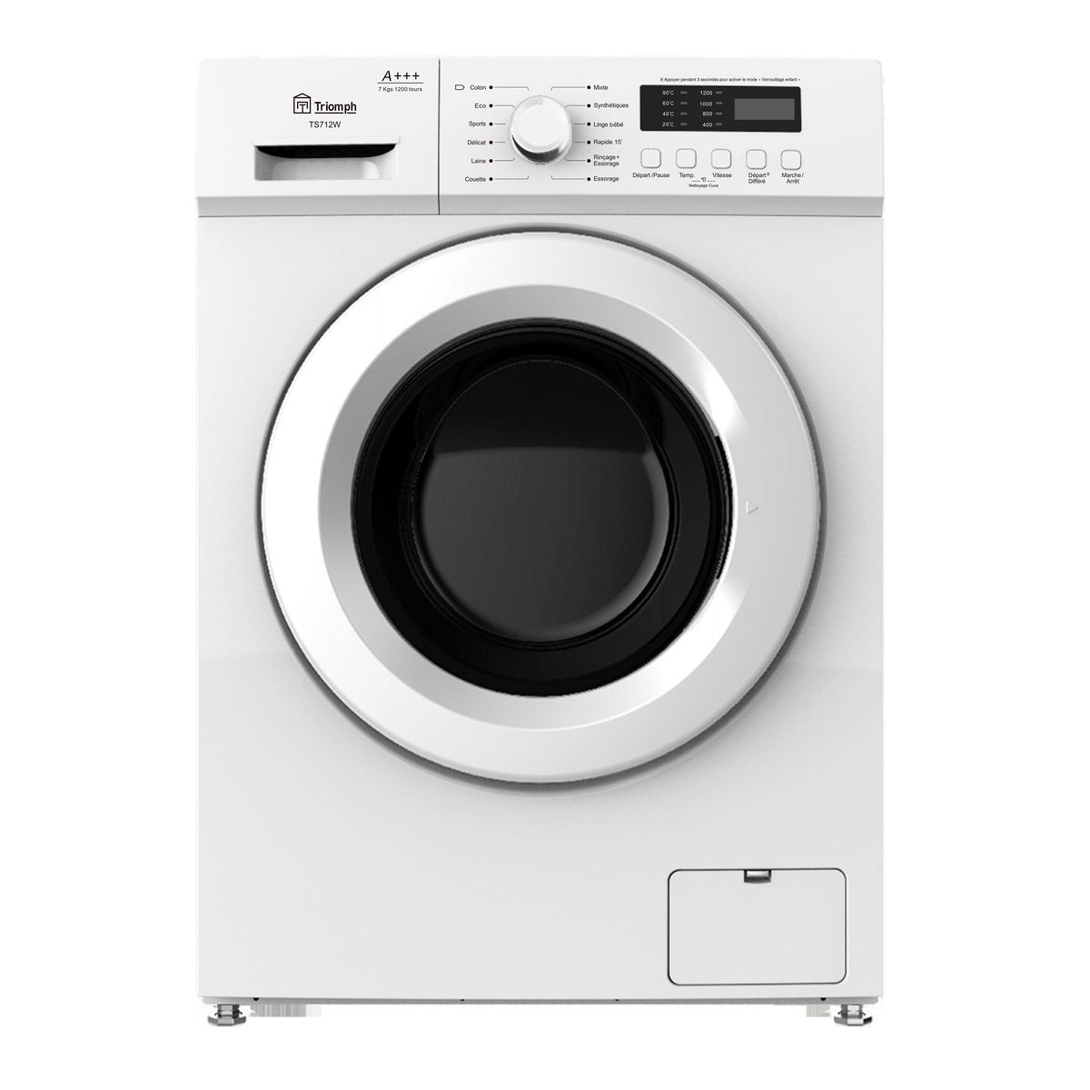 TRIOMPH Lave linge hublot TS712W, 7 Kg, 1200 T/min