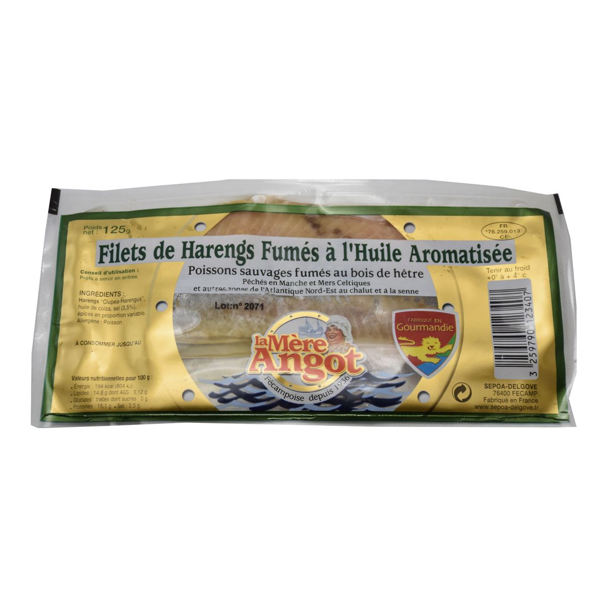 MERE ANGOT Filets de harengs fumés à l'huile aromatisée 125g