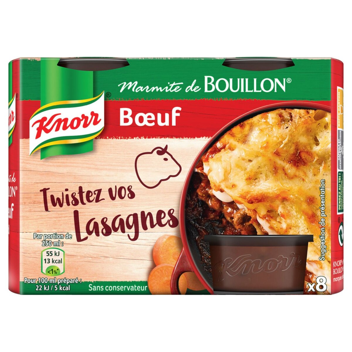 KNORR Knorr Marmite de bouillon bœuf sans conservateur 224g 8 portions
