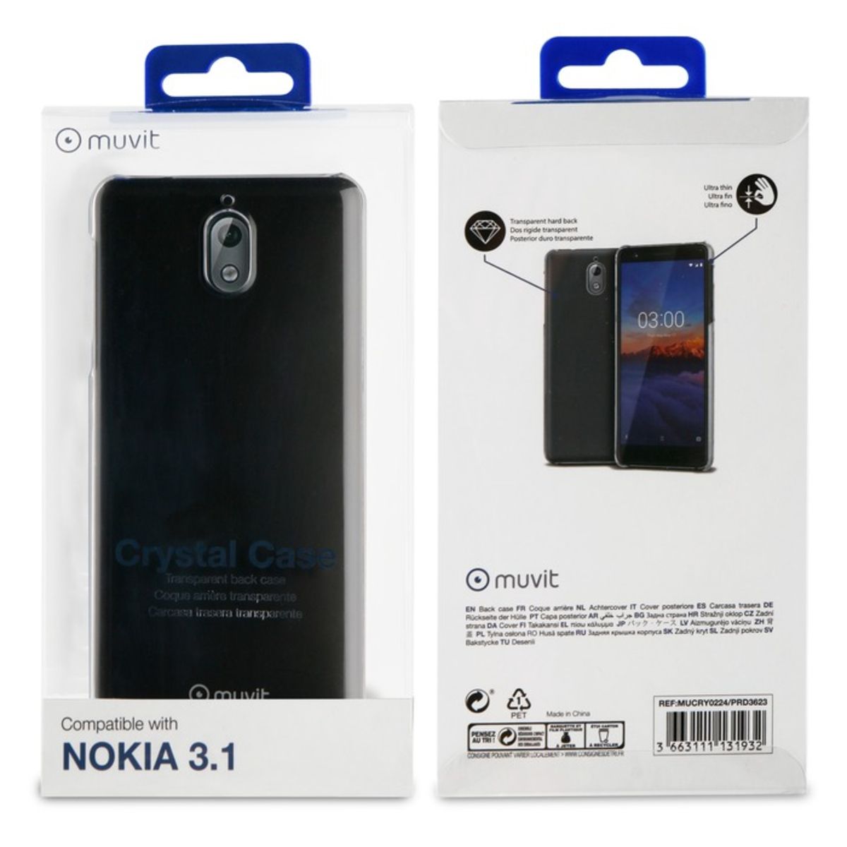 MUVIT Coque pour Nokia 3.1 - Transparente