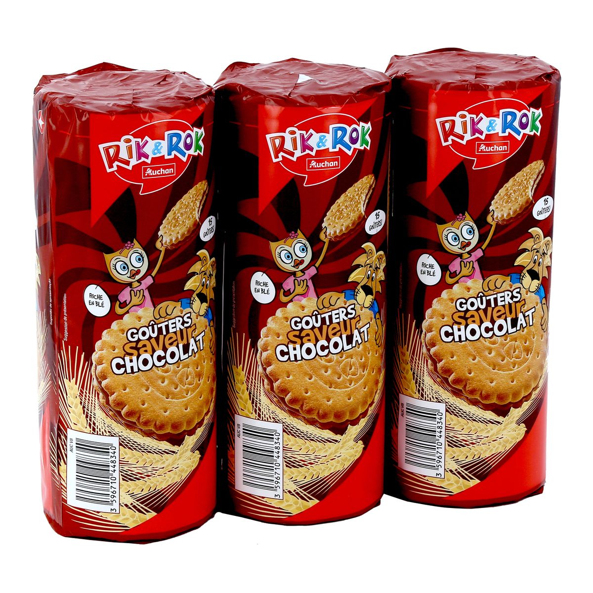 RIK ET ROK Rik&Rok goûters fourrés ronds au chocolat 3x300g