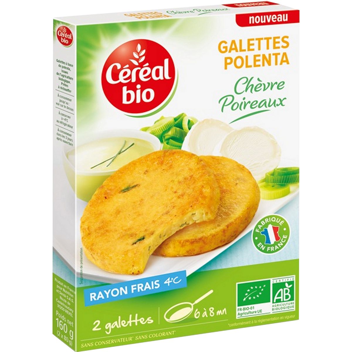 CEREAL BIO Céréal bio Galettes de polenta au chèvre et poireaux 2x80g 2x80g