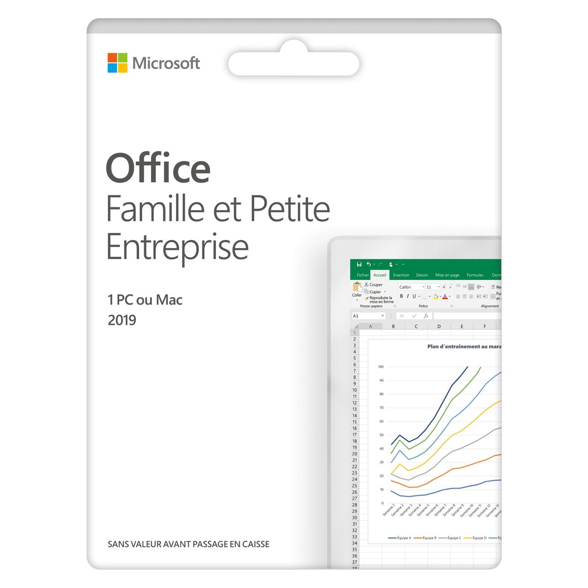 MICROSOFT Logiciel bureautique Office Famille et Petite entreprise 2019 - Pour PC ou Mac - Licence à vie - Pour 1 utilisateur