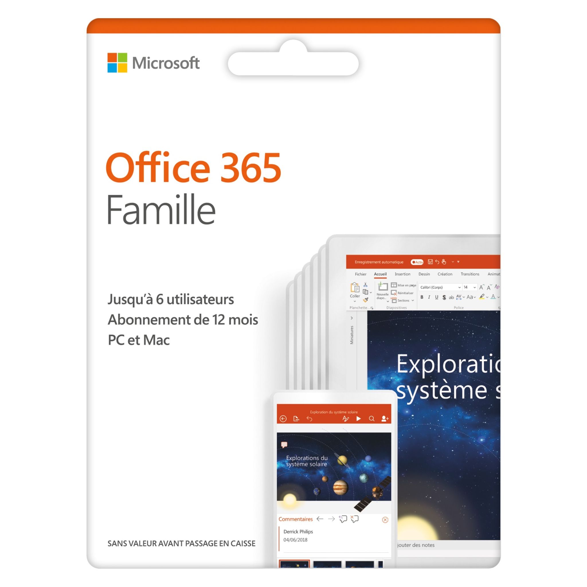 MICROSOFT Logiciel bureautique Office 365 Famille - Pour PC, Mac ...