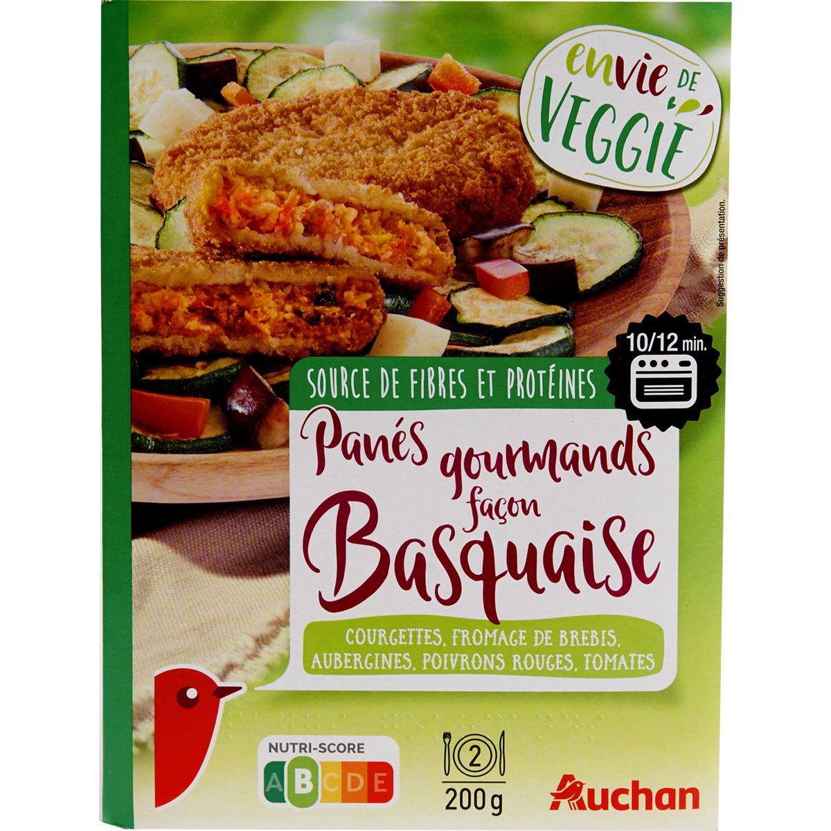 AUCHAN Auchan veggie pané basquaise 2x100g