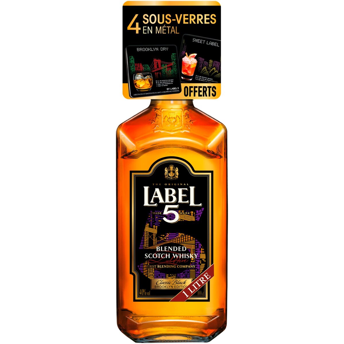 LABEL 5 Label 5 scotch whisky 40° -1l doseur et livret cocktail