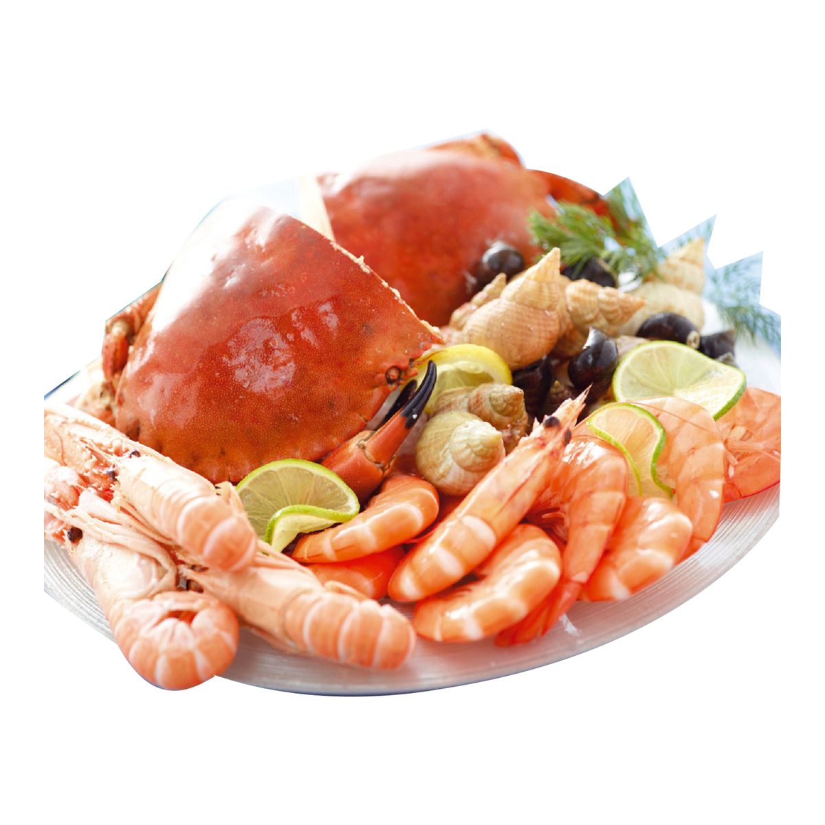plateau de fruits de mer au tourteau cuit 2parts 1,300kg