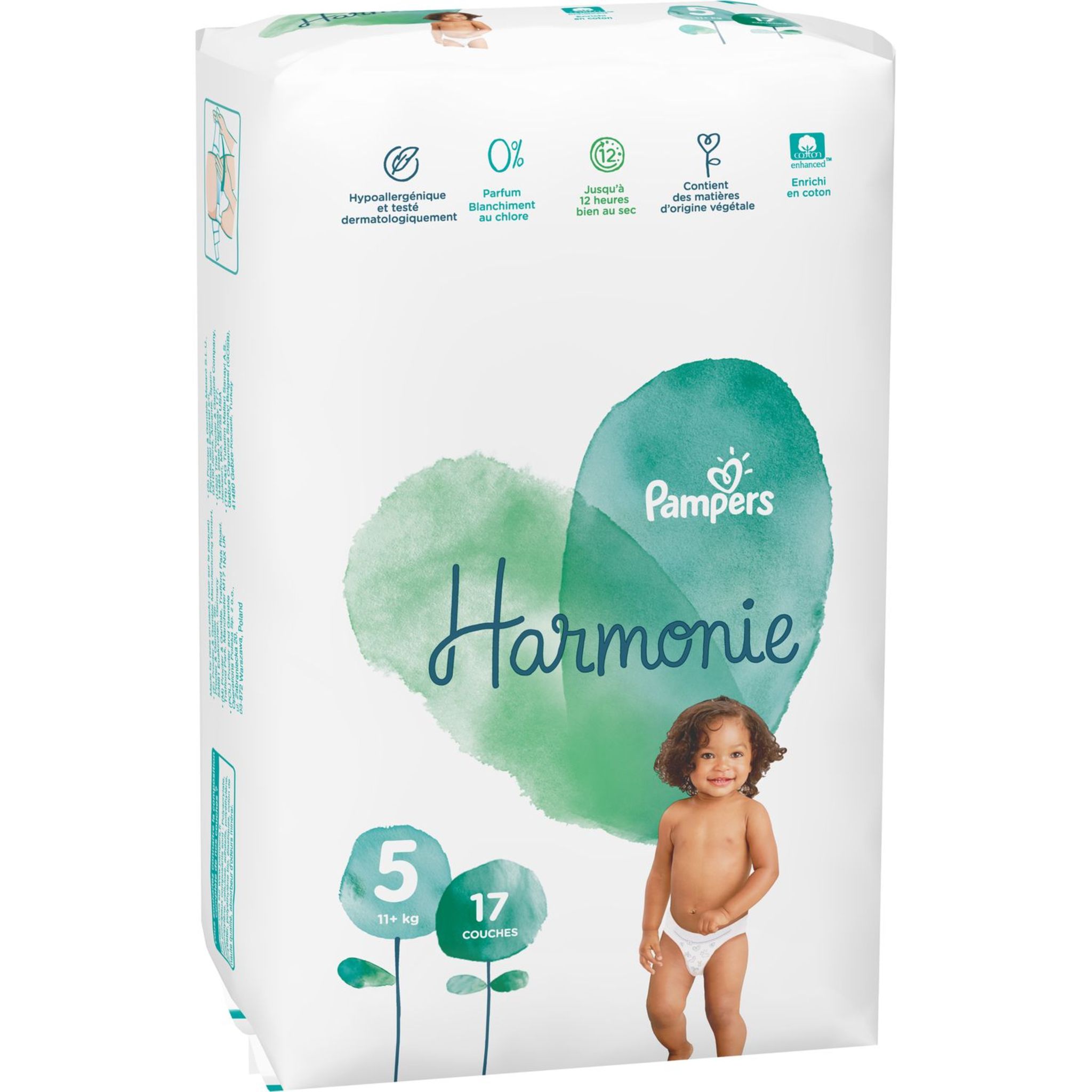 Voir la diapositive 3 : PAMPERS Harmonie couches taille 5 (+11kg) 17 couches