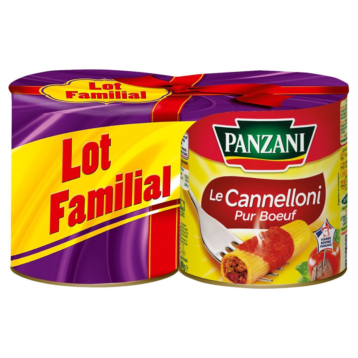 PANZANI Cannelloni pur bœuf, viande bovine française lot familial 2x800g
