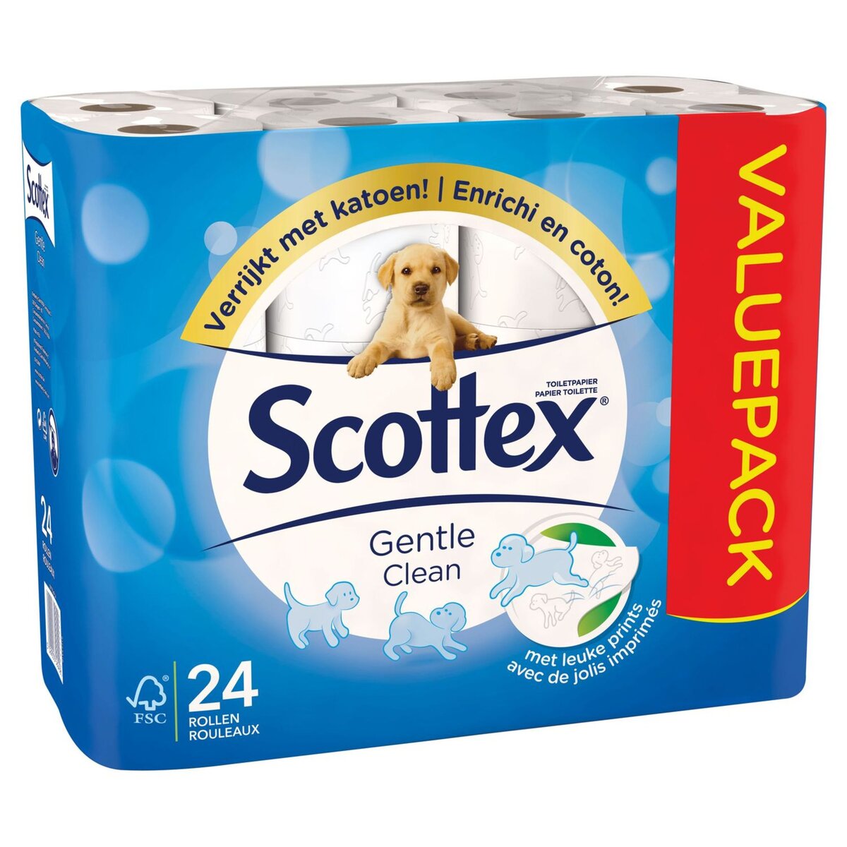Scottex Papier toilette décoré enrichi en coton x24 24 rouleaux
