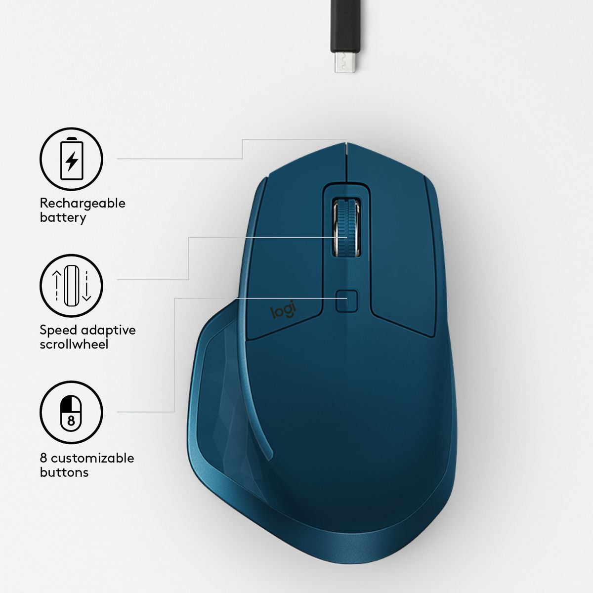 LOGITECH Souris sans fil MX Master 2S bleue