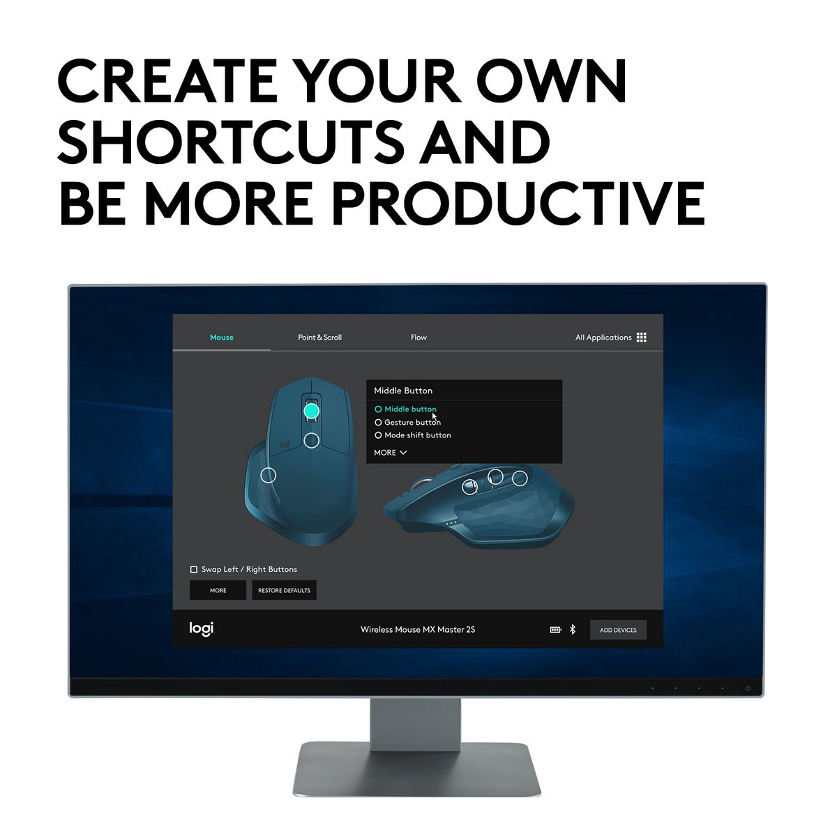 LOGITECH Souris sans fil MX Master 2S bleue