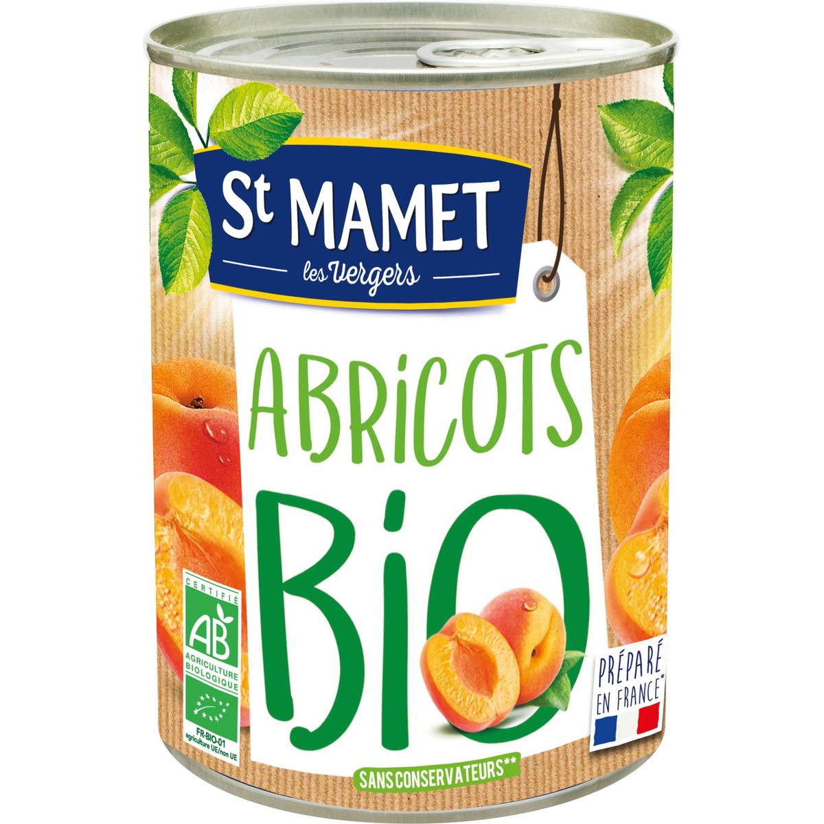 ST MAMET Saint Mamet bio fruits au sirop abricot 1/2 -412g