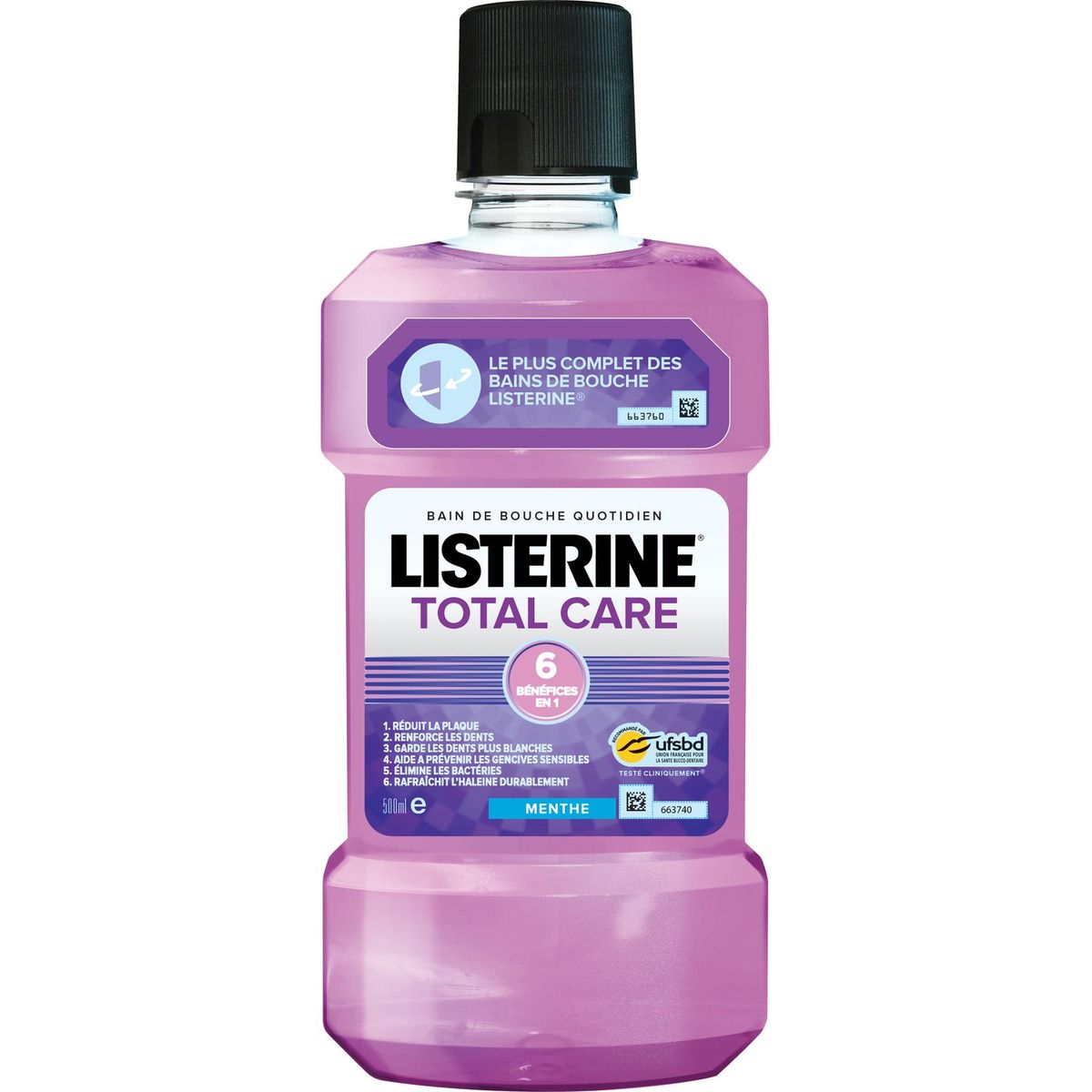 LISTERINE Bain de bouche 6en1 à la menthe 500ml